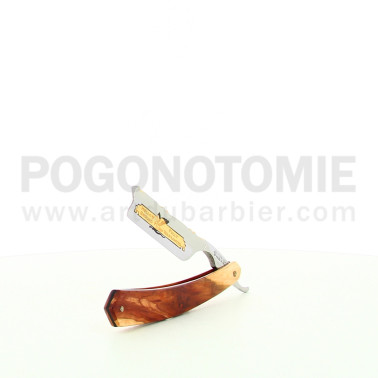 Rasoir coupe chou signé Thiers Issard Prunier Fleur doré