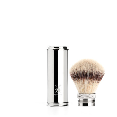 Blaireau de voyage en poils synthétiques, anodisé brillant - Mühle