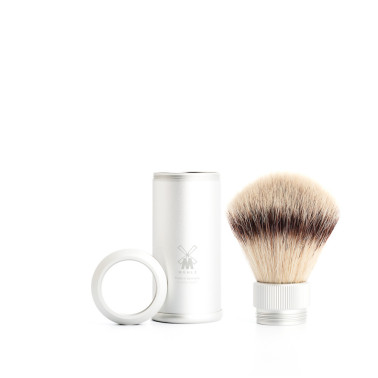 Blaireau de voyage- Mühle aluminium anodisé argent mat