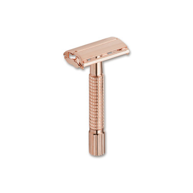 Rasoir de sureté Papillon Böker chromé or rose tête droite sans peigne