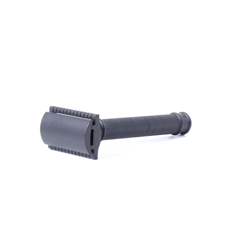 Rasoir de sureté manche court en Inox noir Gentleman Barbier