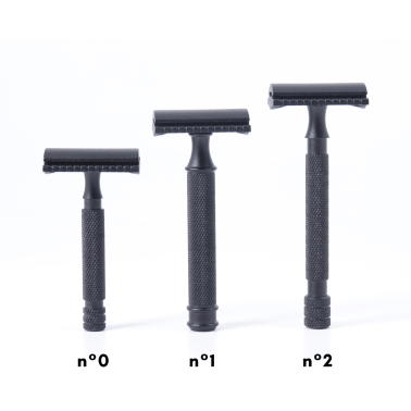 Rasoir de sureté manche court en Inox noir Gentleman Barbier