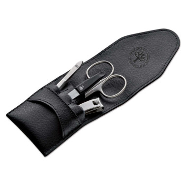 Set de manucure Böker dans son étui en cuir noir - 4 pièces