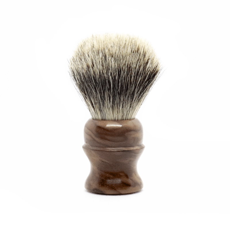 Blaireau avec manche en ronce de noyer - Gentleman Barbier "Le Trapu"