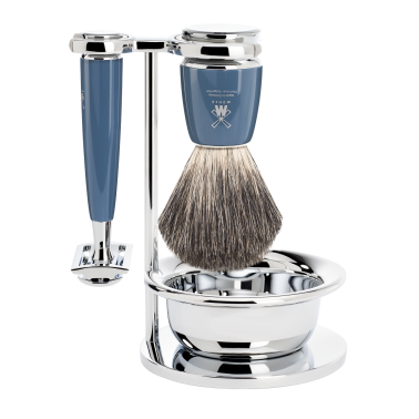 Coffret Rytmo bleu - Mühle  Rasoir, blaireau support et bol