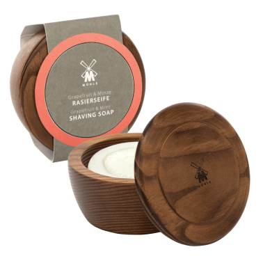 Savon de rasage pamplemousse et menthe en bol bois Mühle