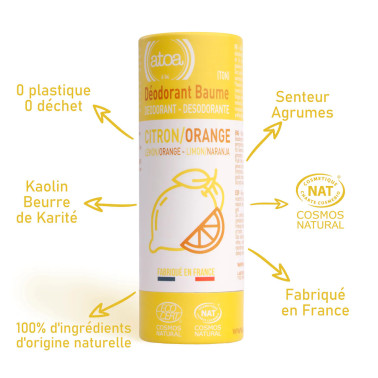 Déodorant baume Atoa Agrumes pour homme