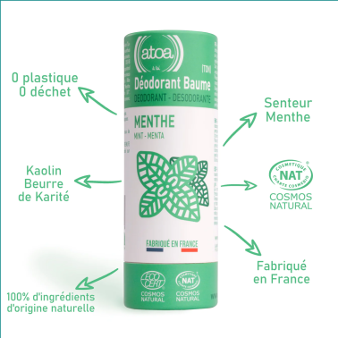 Déodorant baume Atoa Menthe pour homme