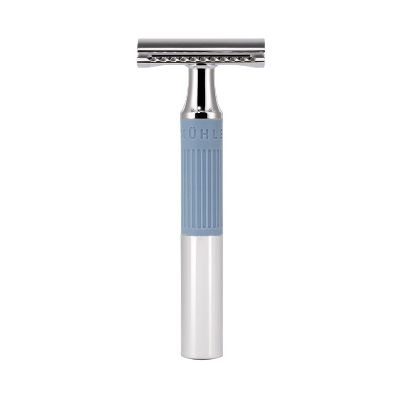 Rasoir de sécurité - Mühle NEO, manche chrome bleu glacier