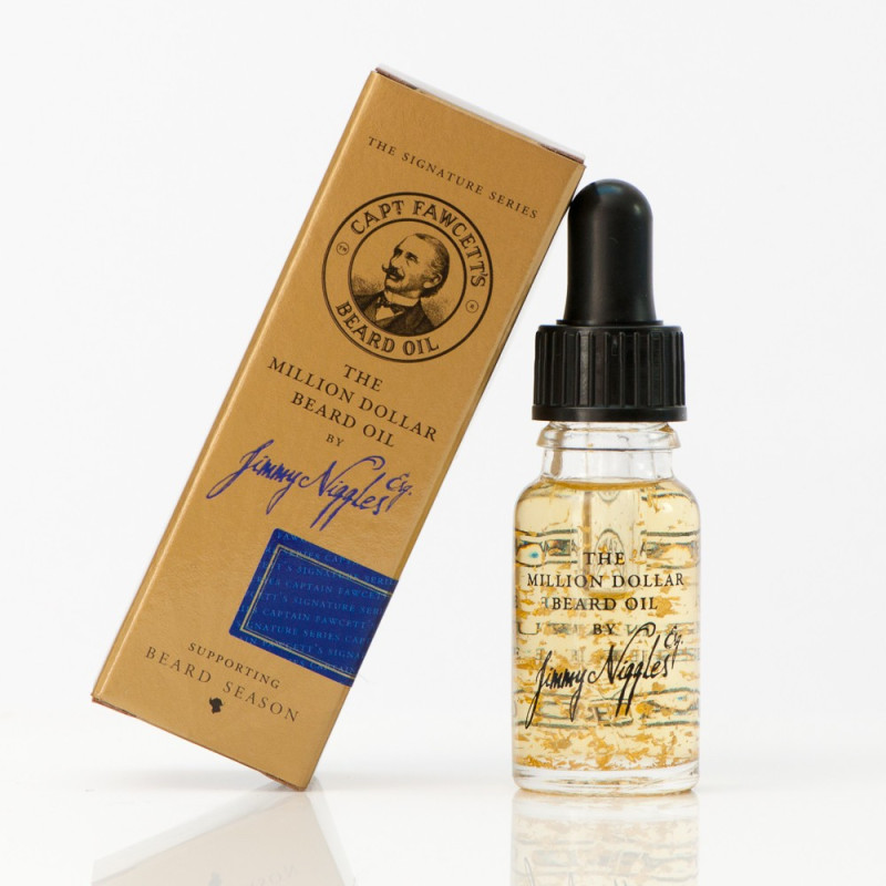 Huile à barbe "The Million Dollar Beard Oil" Capt. Fawcett's sign. Jimmy Niggles