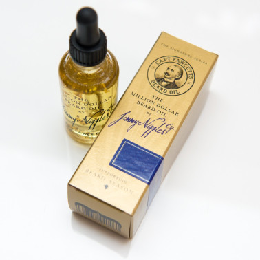 Huile à barbe "The Million Dollar Beard Oil" Capt. Fawcett's sign. Jimmy Niggles